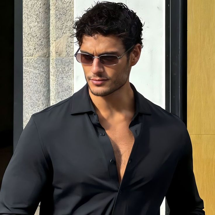 Man in a black shirt and sunglasses — men's fashion at Sage Thread Boutique Bangalore