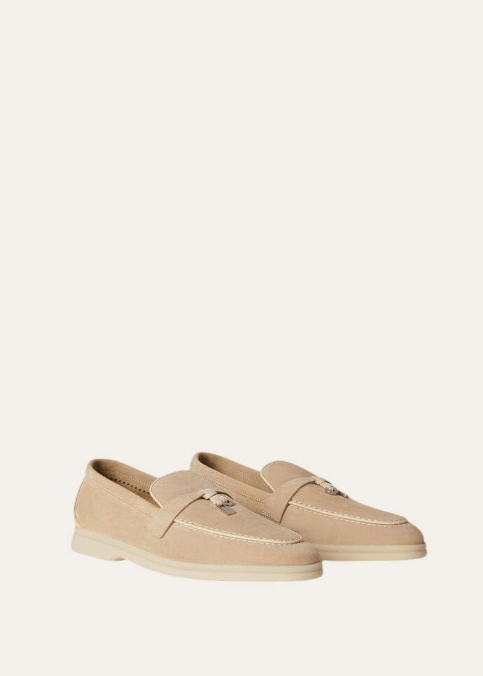 Beige suede penny loafers — Sage Thread Boutique