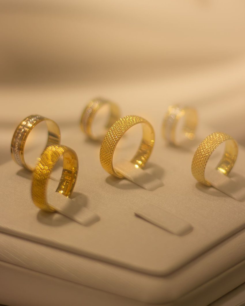 Beaded gold band rings — fine jewellery at Sage Thread Boutique Bangalore