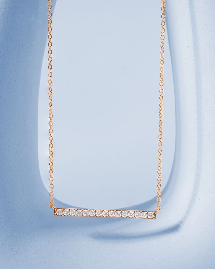 Rose gold pavé diamond bar necklace — minimalist fine jewellery at Sage Thread Boutique Bangalore
